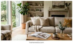 House Beautiful subscription magazine with home design ideas on a coffee table 